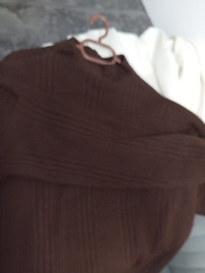 Kahverengi Kadın Boğazlı Örgü Kazak - Görsel 2