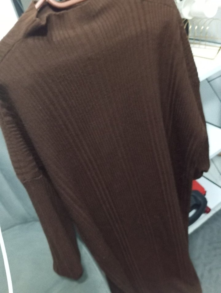 Kahverengi Kadın Boğazlı Örgü Kazak - Görsel 3