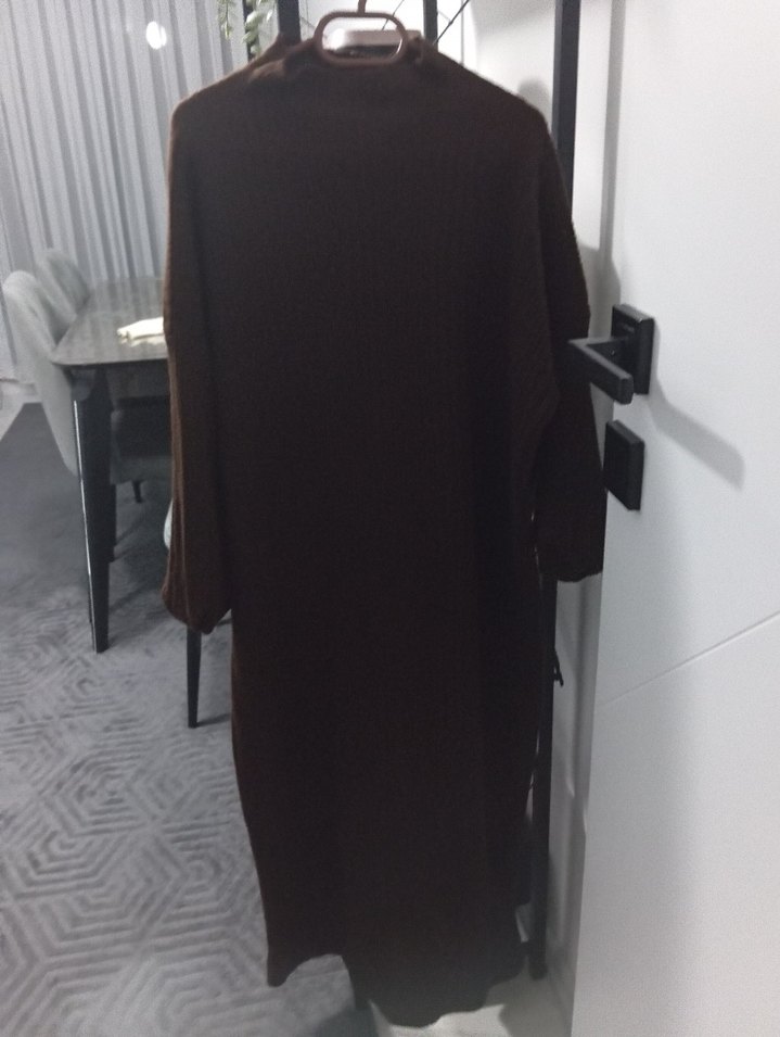 Kahverengi Kadın Boğazlı Örgü Kazak - Görsel 4