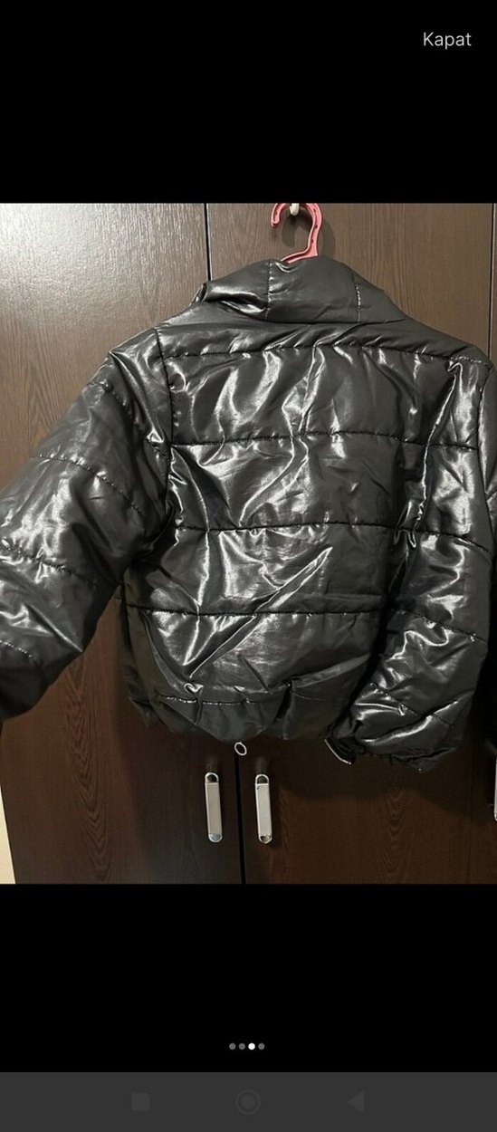 Siyah Deri Fermuarlı Kadın Mont - Görsel 2