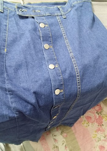 Düğmeli Midi Kot Etek - Görsel 2