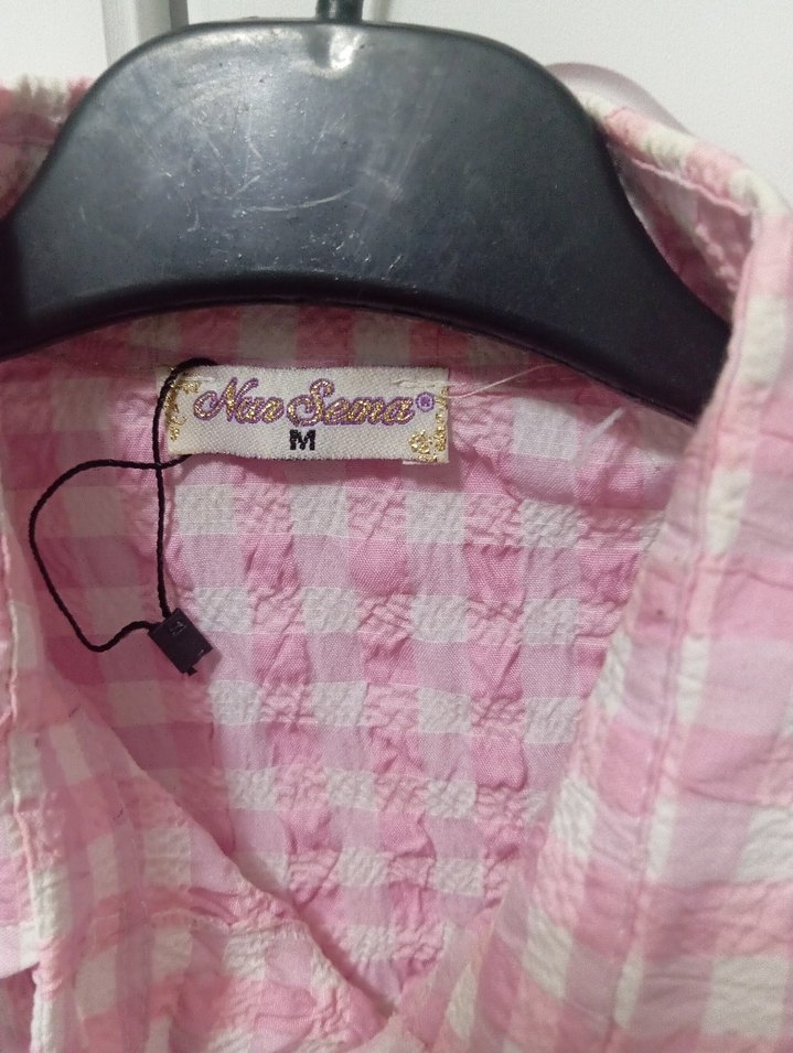 Pembe Uzun Kollu Fırfırlı Keten Gömlek - Görsel 2