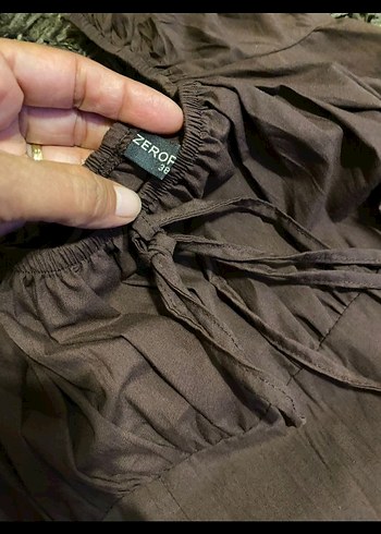 m Beden kahverengi Renk Dark Coquette Diz Üstü Pileli Kahverengi Elbise Tunik