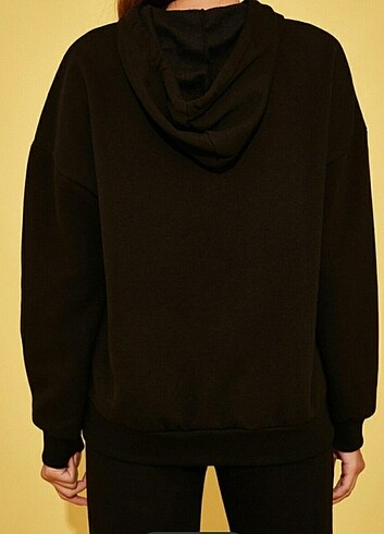 m Beden Koton yazılı polar sweatshirt