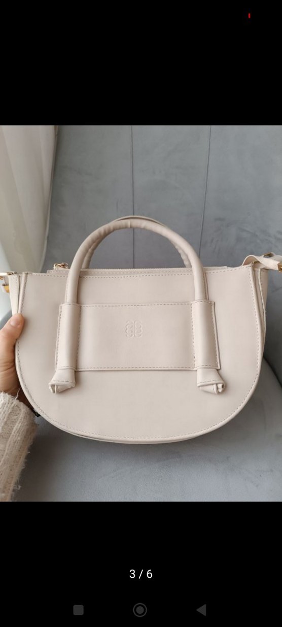 Bej Deri Kadın Çanta - Modern Klasik - Görsel 3