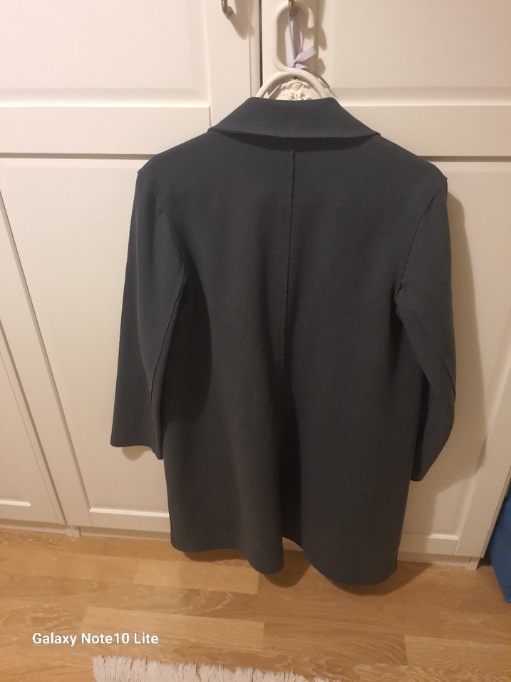 Düğmeli Siyah Midi Kadın Klasik Ceket - Görsel 2