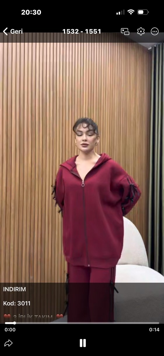 Bordo Kadın Uzun Salaş Eşofman Takımı - Görsel 2