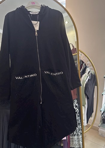 Valentino Siyah Uzun Fermuarli Kadin Kaban