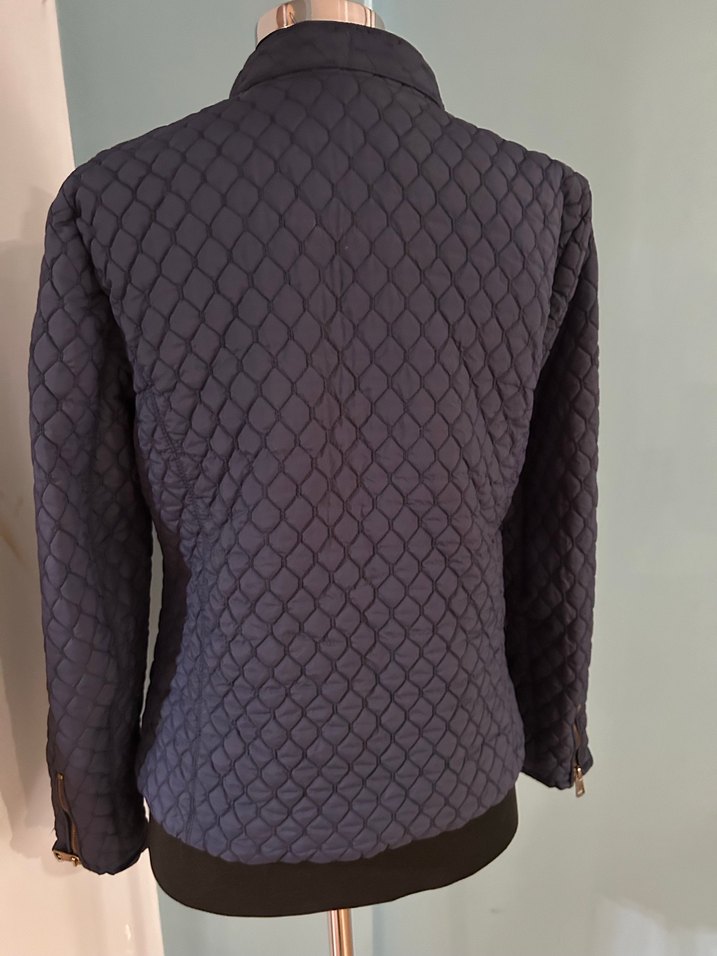 Kadın burberry Lacivert Kapitone Fermuarlı Ceket - Görsel 3