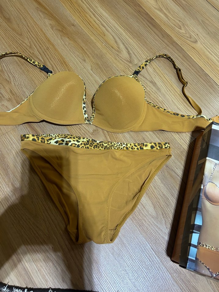 Camel Renkli Parlak Mini Desenli Sütyen - Görsel 5