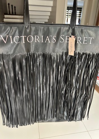 Victoria's Secret Siyah Deri Püsküllü Çanta - Görsel 5