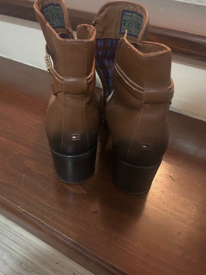 Tommy Hilfiger Kahverengi Deri Kadın Bot - Görsel 3