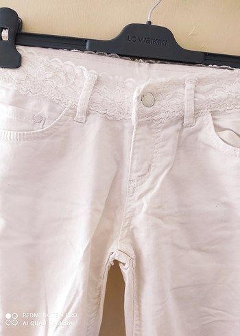 Denim&Co Beyaz Dar Kesim Denim Pantolon