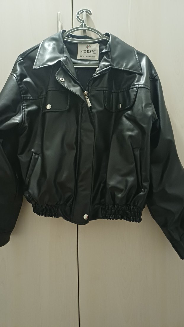 Siyah Deri Biker Ceket - Görsel 3