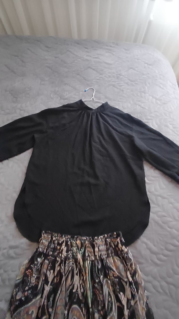 Desenli Siyah Bohem ikili tesettür Etek - Görsel 2