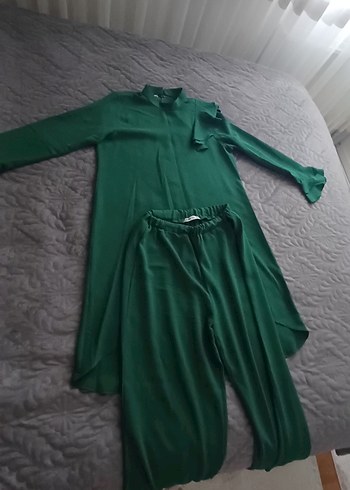 Uzun Kollu Yeşil Kadın Tunik - Görsel 7