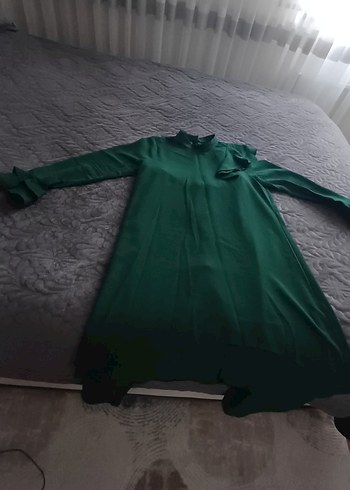 Uzun Kollu Yeşil Kadın Tunik - Görsel 3