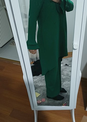 Uzun Kollu Yeşil Kadın Tunik - Görsel 8