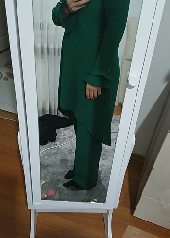 Uzun Kollu Yeşil Kadın Tunik - Görsel 13