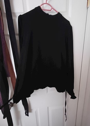 Siyah Yüksek Yakalı Uzun Kollu Bluz takım - Görsel 2