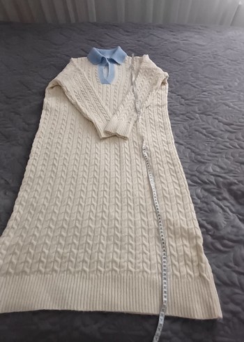 Uzun Kollu Beyaz Triko Kadın Elbise - Görsel 6