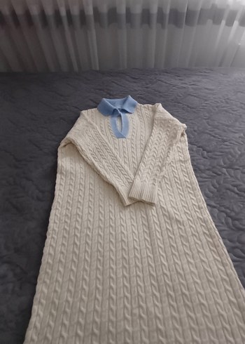 Uzun Kollu Beyaz Triko Kadın Elbise - Görsel 4