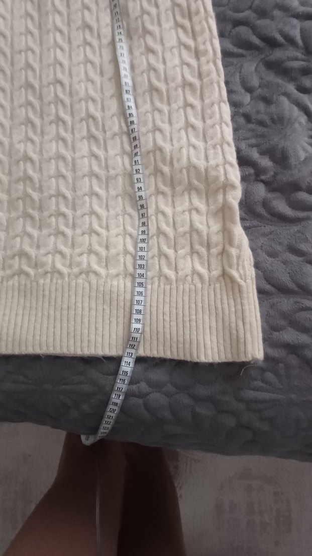 Uzun Kollu Beyaz Triko Kadın Elbise - Görsel 5