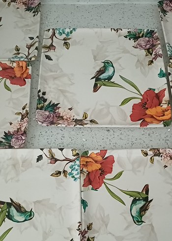 Çiçek Desenli Beyaz Tabak Seti - Görsel 2