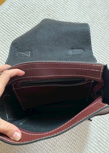 Bordo  Deri Tokalı Kadın Çanta - Görsel 5