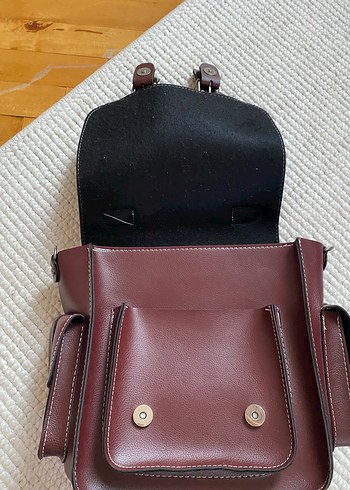 Bordo  Deri Tokalı Kadın Çanta - Görsel 4