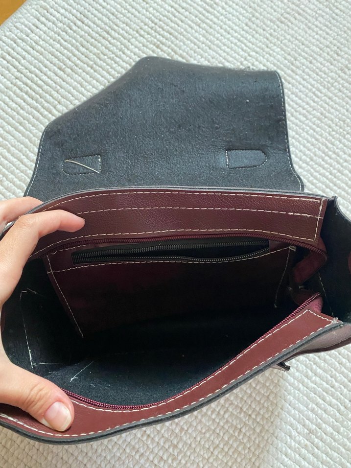 Bordo  Deri Tokalı Kadın Çanta - Görsel 5