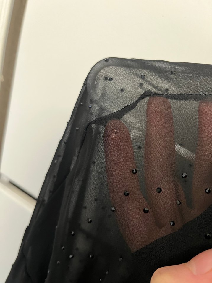 Düğmeli Siyah Transparan Uzun Kollu Gömlek - Görsel 3