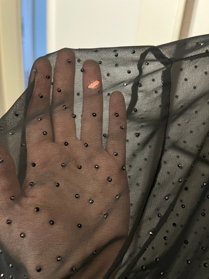 Düğmeli Siyah Transparan Uzun Kollu Gömlek - Görsel 4