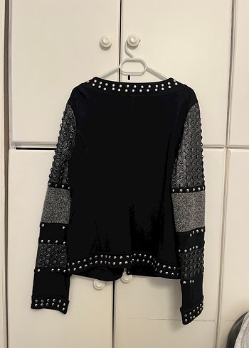 Düğmeli Siyah Örgü Kadın Ceket - Görsel 2