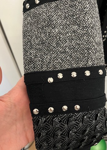 Düğmeli Siyah Örgü Kadın Ceket - Görsel 4