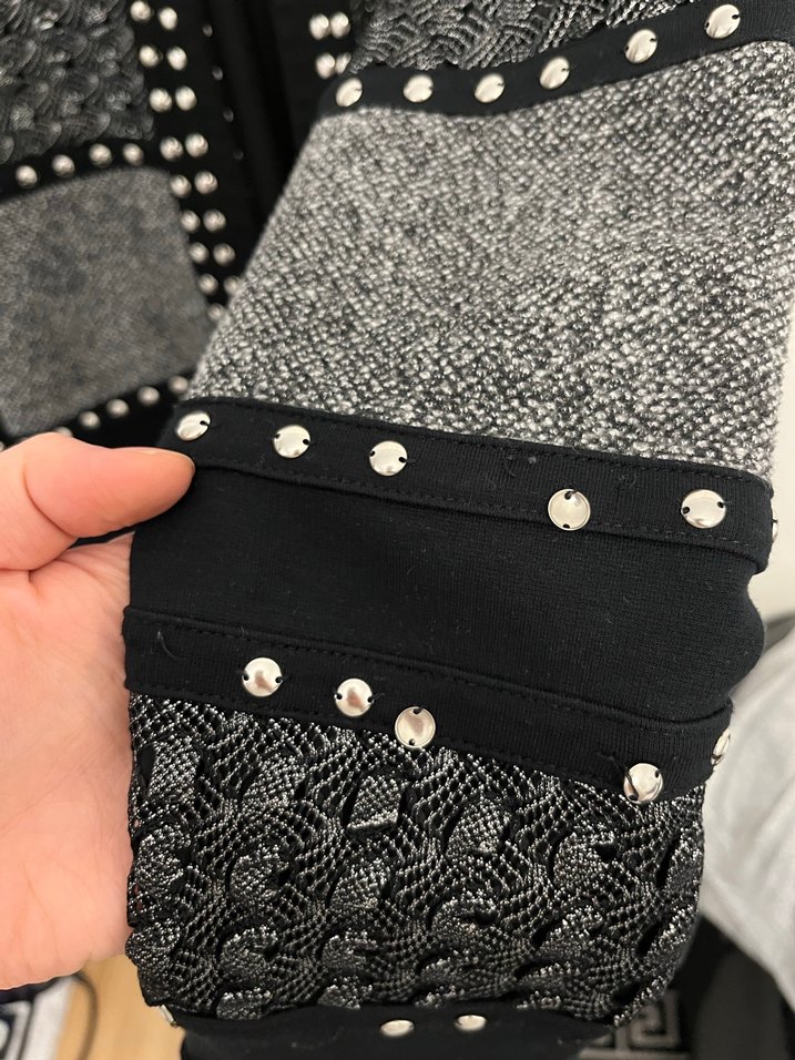 Düğmeli Siyah Örgü Kadın Ceket - Görsel 5