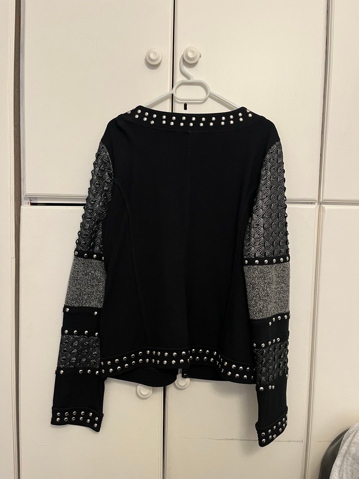 Düğmeli Siyah Örgü Kadın Ceket - Görsel 2