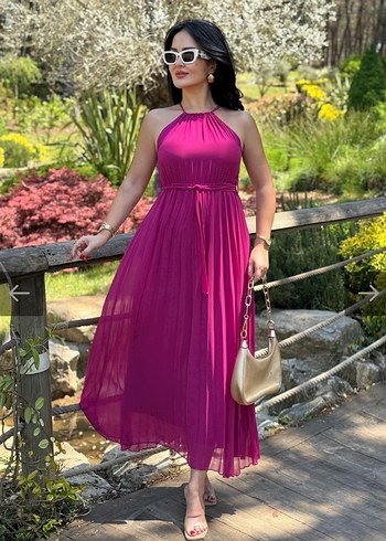 Beyaz Çiçekli Bohem Uzun Elbise - Görsel 2