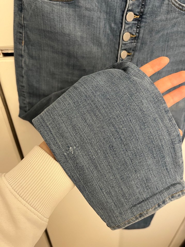 Düğmeli Mavi Kadın Denim Pantolon - Görsel 2