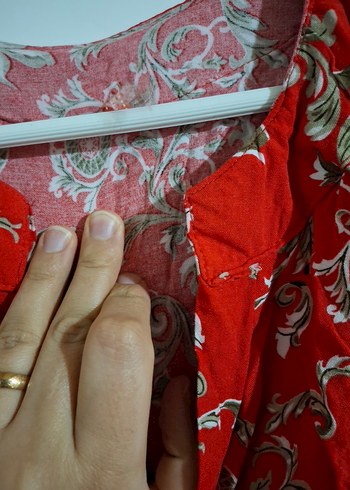 Kırmızı Desenli Uzun Bohem Elbise - Görsel 3