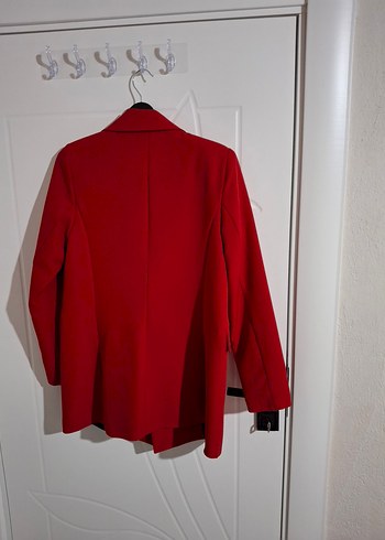 Düğmeli Kırmızı Kadın Midi Blazer - Görsel 4