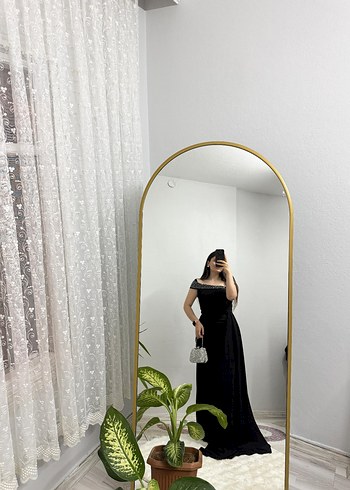 Abiye Siyah Uzun Straplez Gotik Gelinlik