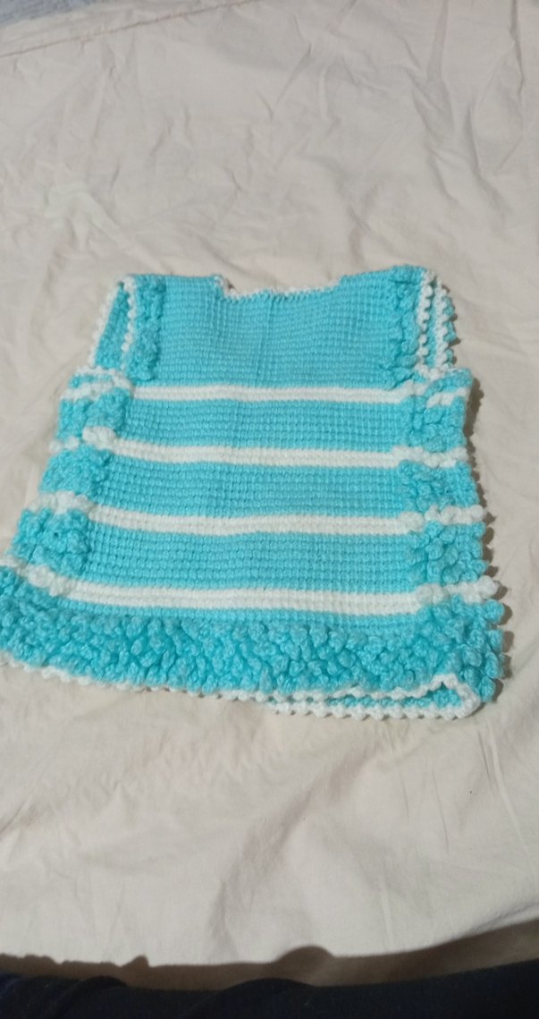 Kız Çocuk Mavi Örgü Kolsuz Yelek - Görsel 3