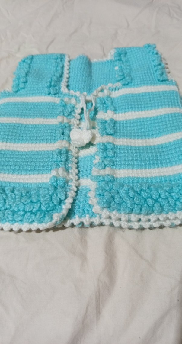 Kız Çocuk Mavi Örgü Kolsuz Yelek - Görsel 2