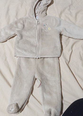 Bebek Erkek Kapüşonlu Peluş Tulum - Görsel 3