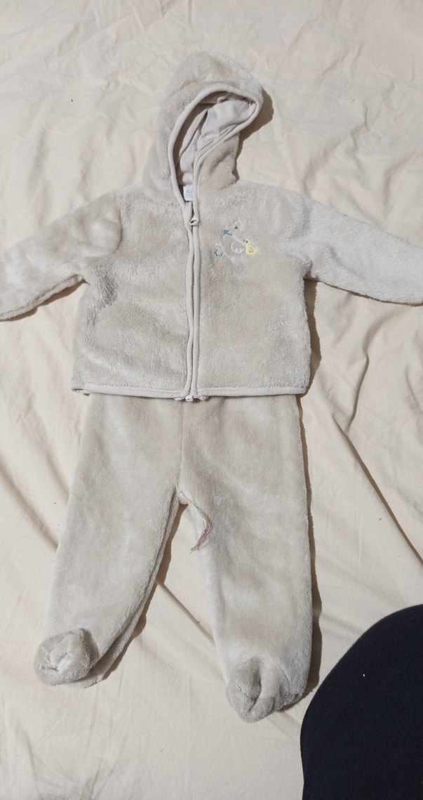 Bebek Erkek Kapüşonlu Peluş Tulum - Görsel 3