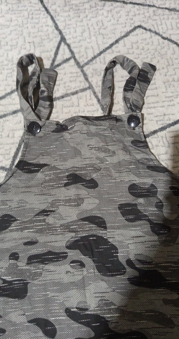 kadın Kamuflaj Desenli Askılı bahçıvan elbise esnek kumas - Görsel 2