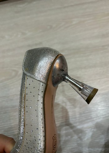 Gri Yılan Desenli Payetli Stiletto Topuklu Kadın Ayakkabı - Görsel 4