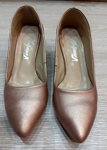 Bej Parlak Stiletto Kadın Ayakkabı - Görsel 2