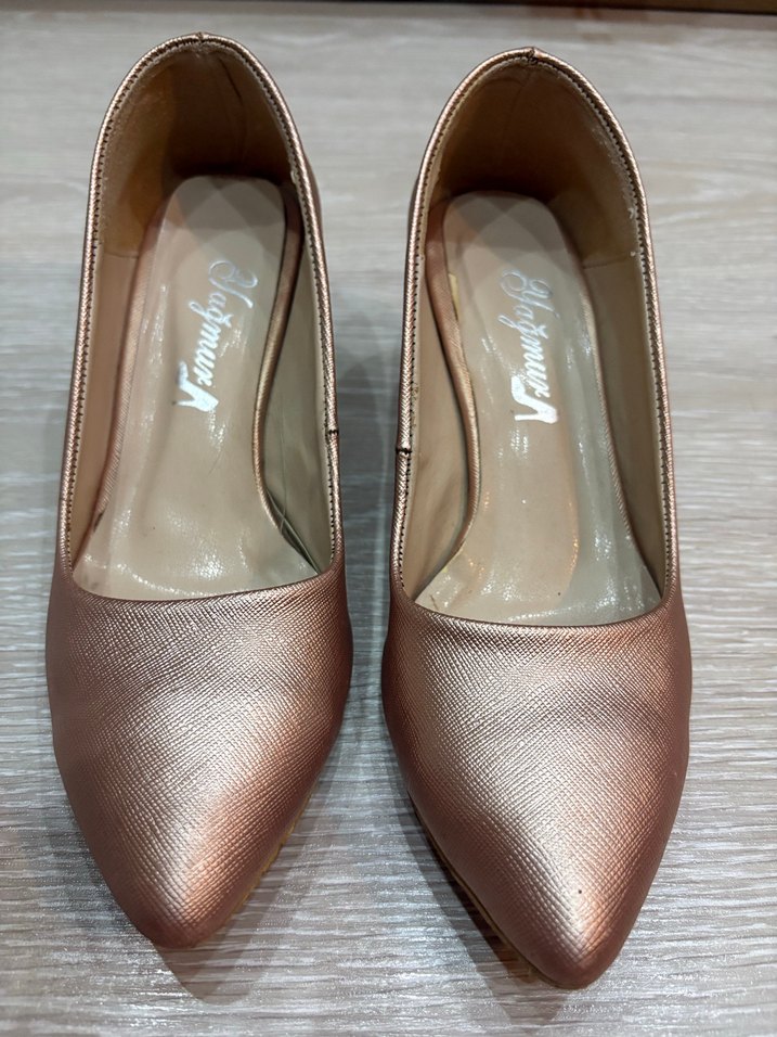 Bej Parlak Stiletto Kadın Ayakkabı - Görsel 2